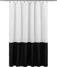 Waterproof Fabric Shower Curtain Liner 72x72 Black White, Soft Color Block Set
