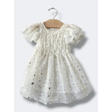 Cat  Jack Ivory Star Tulle Dress Set 12M Gold Silver Ruffle Party Holiday Fairy