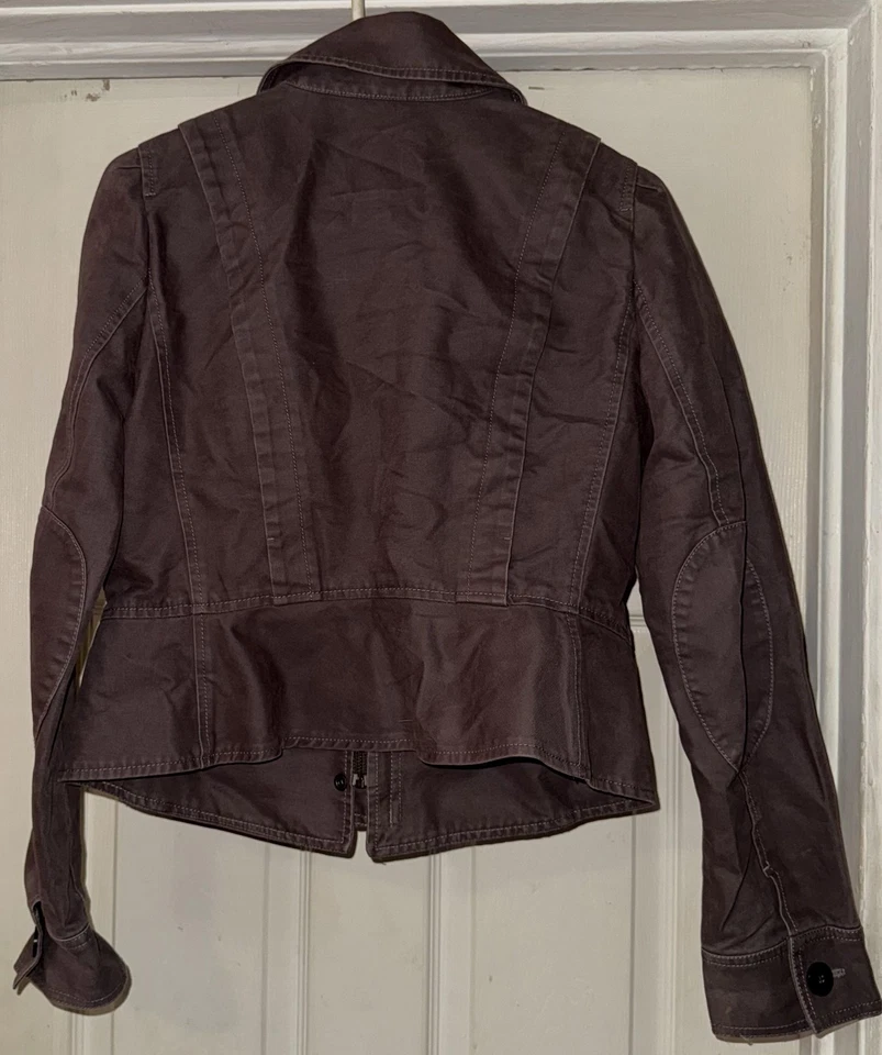 Chaqueta Ann Taylor Loft Para Mujer 8 Marrón Utilidad Ajustada Botón Cremallera Estilo Militar Foto 2 de 3