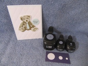 stampin up Circle Punches whale style-1 in-1/2 in-1/4 in-lot of three + card