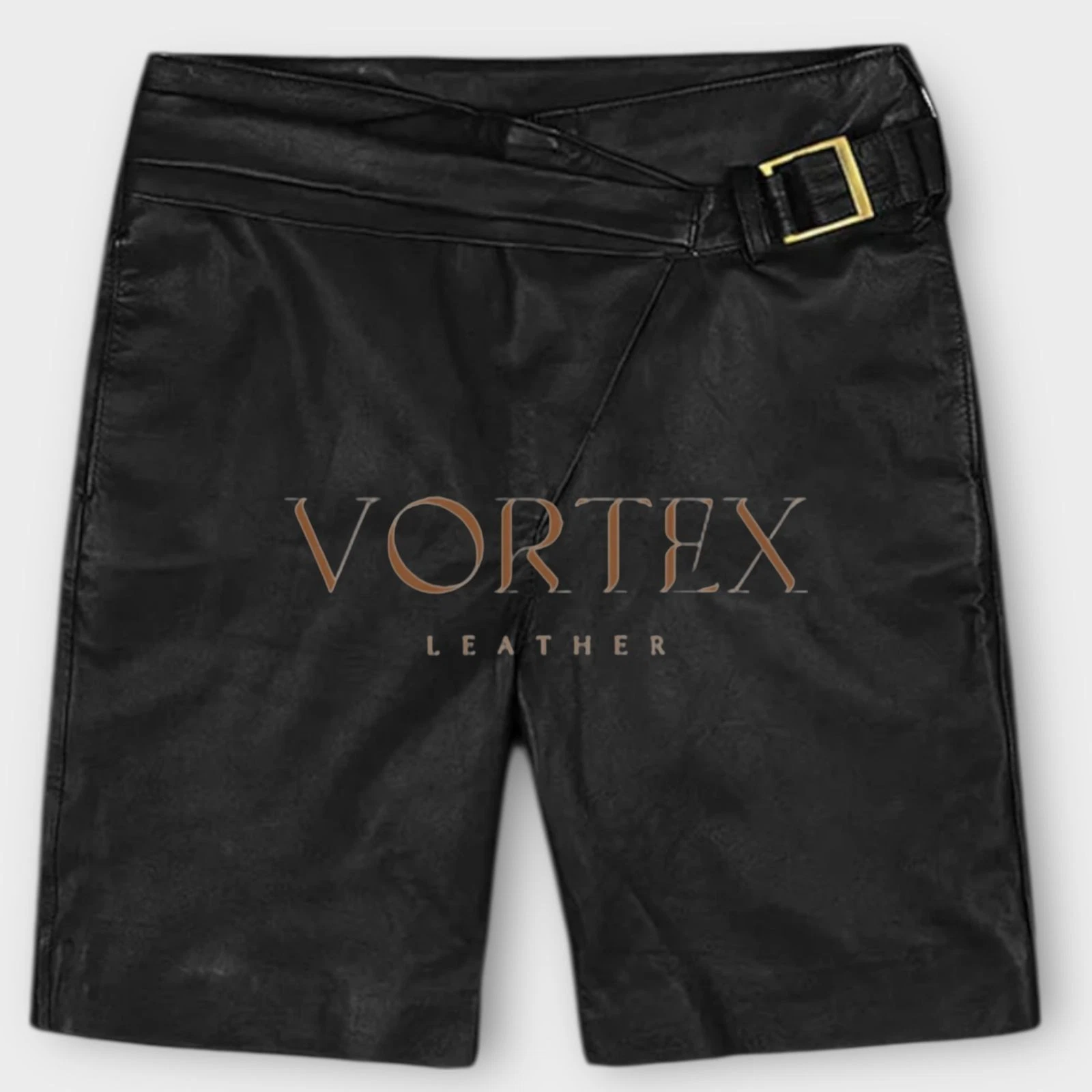 Men's Lgbt Black Leather Causal Short In Genuine Lambskin Leather Short