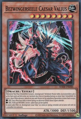 YuGiOh Bezwingerseele Caesar Valius (V.1) RA04-DE046 Super Rare Deutsch Neu 1st