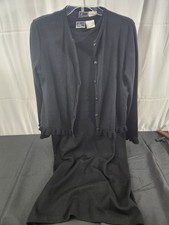 Lennie for Nina Leonard Black L Sweater Dress w/ Matching L Sweater Wool Blend