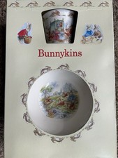 NRFB Royal Doulton Bunnykins 3 Piece China Set Cup Bowl Plate England