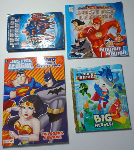 Lot of 4 Justice League Kids Books, Unlimited, Super Friends, Batman, Superman - Picture 1 of 11