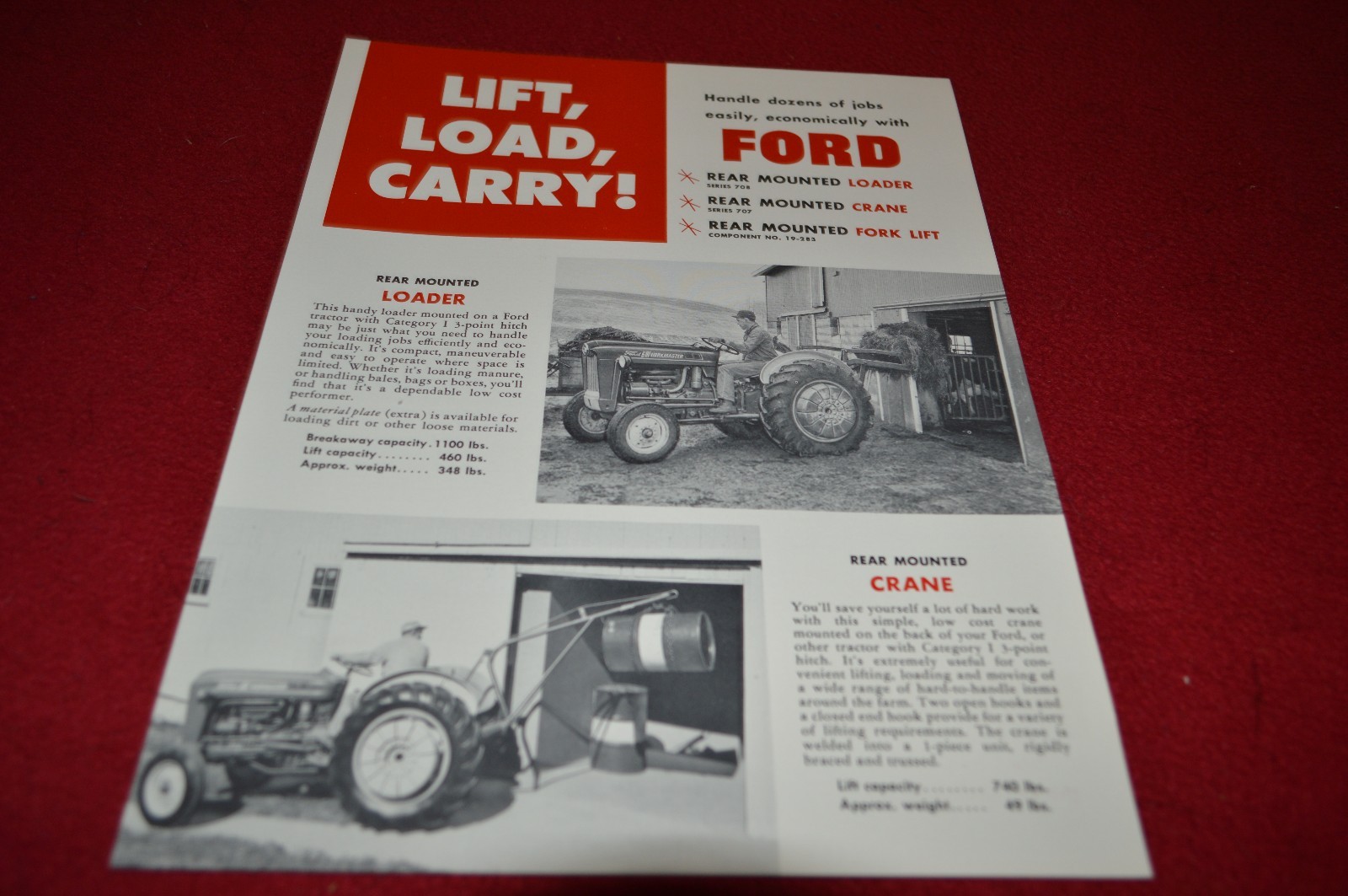 Ford Tractor Rear Mounted Loader Crane Fork Lift Dealer's Brochure ...