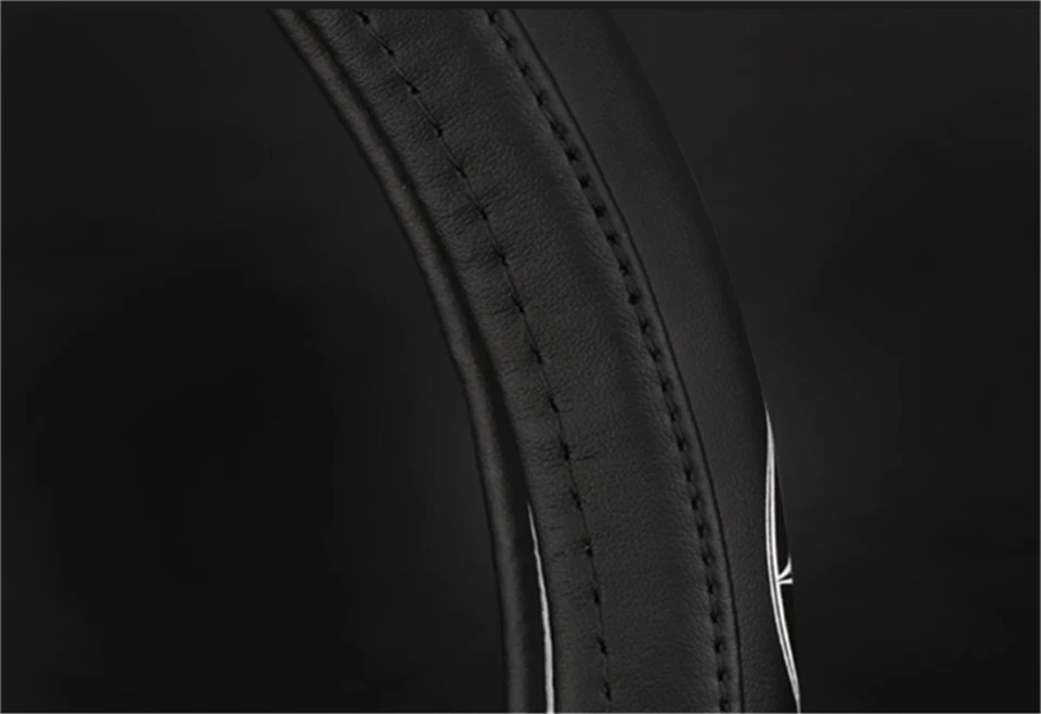 Cubierta de volante negra 38 cm/15 pulgadas para BMW Series cuero genuino antideslizante Foto 3 de 4