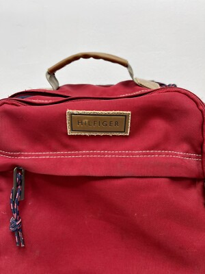 Tommy Hilfiger Red Navy Canvas Backpack RARE | eBay display picture 3