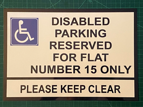 Personalised Disabled Parking Metal Sign Custom Print Any Name Text Waterproof - Picture 2 of 6