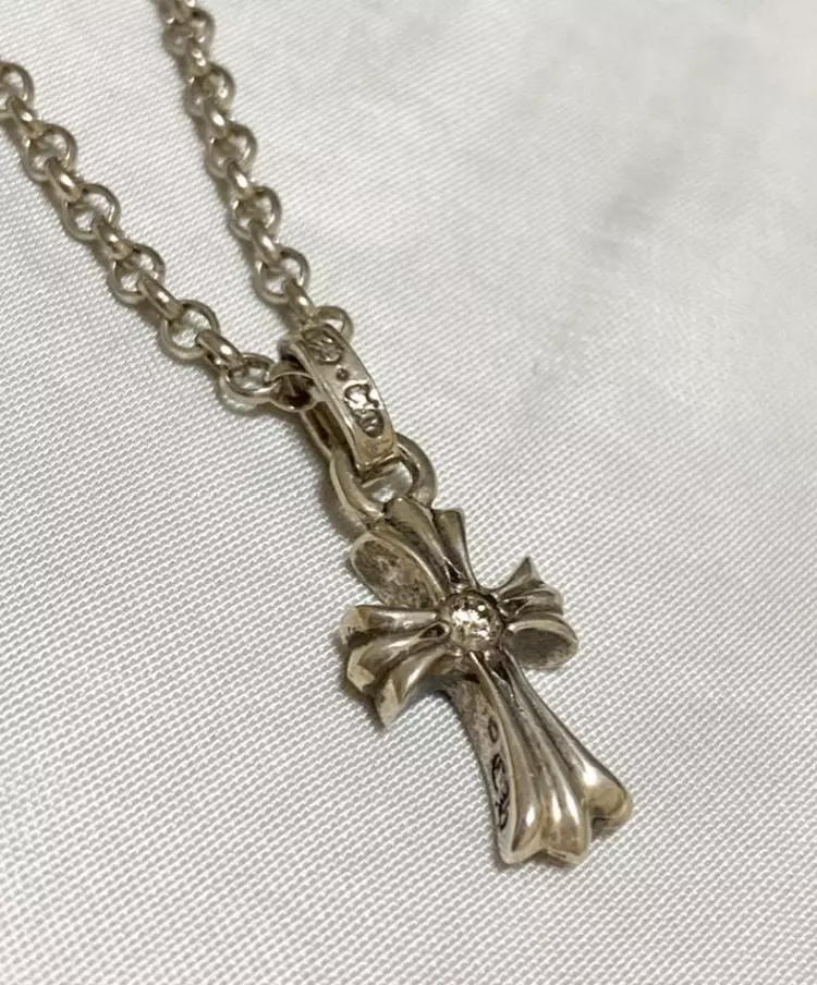 Chrome Hearts Cross Baby Fat Charm Diamond Charm 16 inch Pre owned