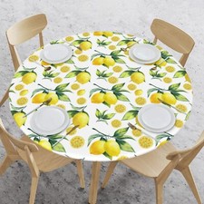 Elastic Edged Round Lemon Fitted Table Cloth Cover Home Decorative Tablecloth Fo