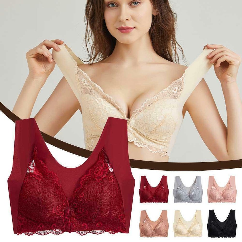 Sujetador para mujer mayor, cierre frontal, forma 5D, push-up, sin costuras, sin S2Z1