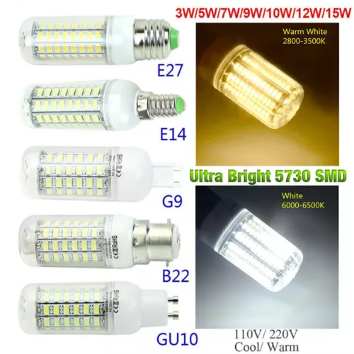 GU10 G9 E27 E14 7W 10W 15W LED Mais Lampe Birne Glühbirne SMD Leuchtmittel Licht - Bild 2 von 43