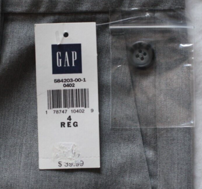 NEW! GAP Size 4 Pleated Pants Gray Straight Leg Career Stretch New