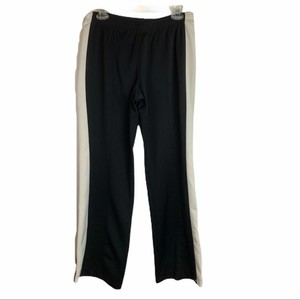women's black track pants with white stripe