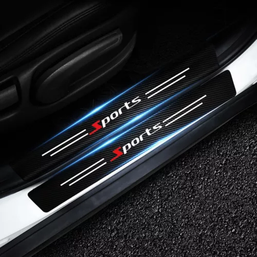 4 piezas de fibra de carbono placa de puerta de coche umbral cubierta antiarañazos pegatina deportiva - Imagen 1 de 12