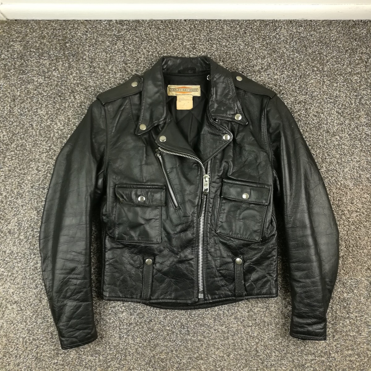ジャケット・アウター VINTAGE Harley-Davidson Motorcycle Jkt Harley Davidson Men Vintage VICTORY LANE Leather Jacket
