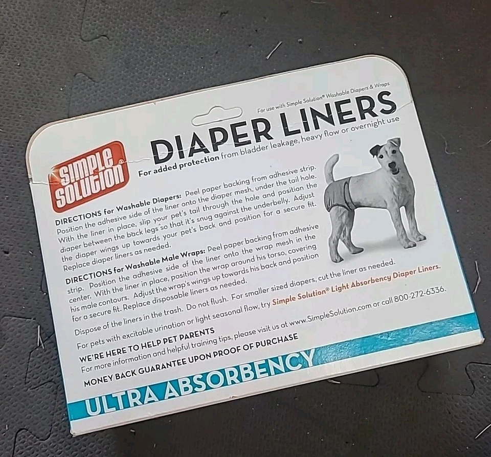 Simple Solution Dog Disposable Diaper Liners Light Absorbency 10 Count - Image 2 of 2