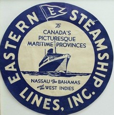 1940's-50's Eastern Steamship Lines Inc. Steamship Luggage Label *G