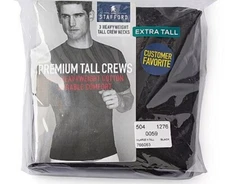 Stafford 4-Pack Mens Big & Tall Heavy Weight Cotton Crew-Neck T-Shirt EXTRA TALL