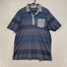 Travis Mathew Polo Shirt Mens Large Striped Blue Golf Pima Cotton Pocket