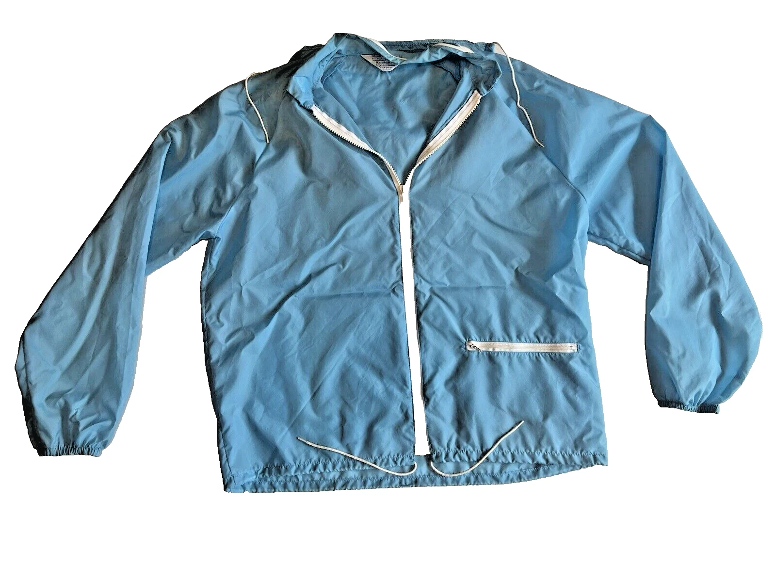 Med Vtg 80s Rainbow Sportswear Robin Blue Packable Windbreaker Full Zip Jacket
