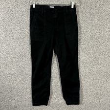 Vince Women's Size 27 Black Twill Cotton Ankle Zip Jogger Pants