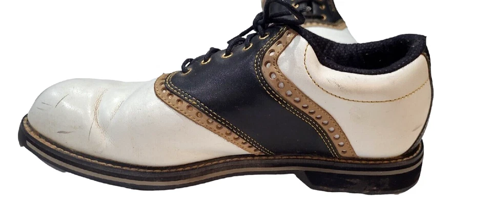 Sillín de golf Dunlop de dos tonos de cuero para hombre M4750C blanco/marrón talla 9 Foto 2 de 4