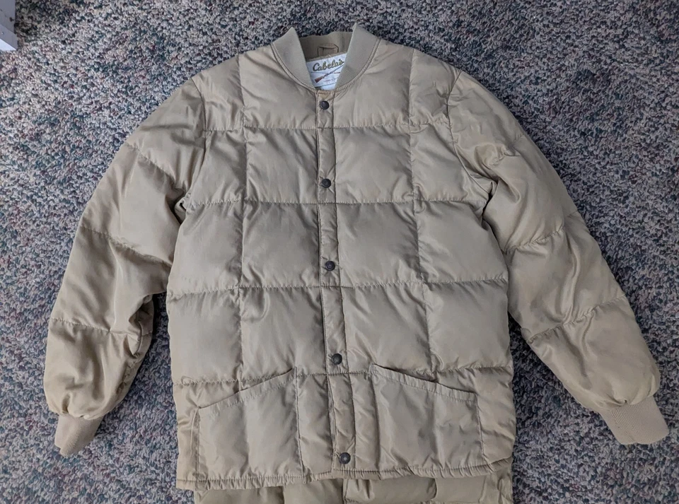 Винтажный Cabela's водоплавающих птиц вниз пуховик комплект охоты рыболовства куртка брюки средний  - Изображение 2 из 4