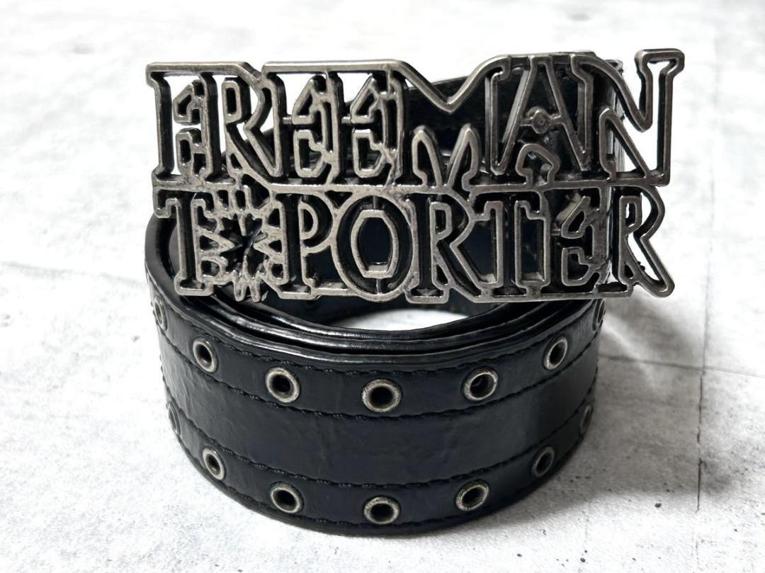 Freeman T.Porter 90s Vintage Logo Buckle Leather Belt Black EU Import