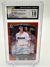 PJ MORLANDO 2025 BOWMAN CHROME MEGA BOX ORANGE MOJO REFRACTOR AUTO /25 CGC 10