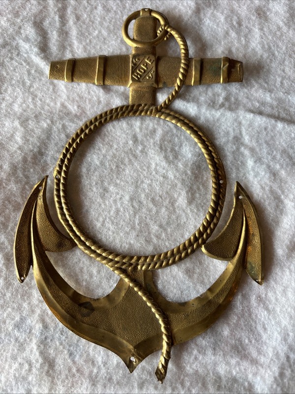 Vintage Brass Anchor Frame Decorative Accents  “HOPE” War Frame