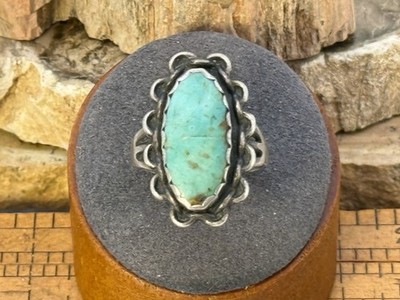 Vintage Maisel's Trading Post Navajo Sterling Turquoise Ring sz 8.25--419.26