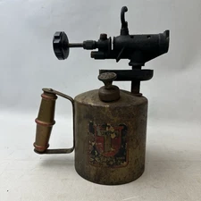 Turner Vintage Brass Blow Torch Rustic Has Wear Wooden Handle