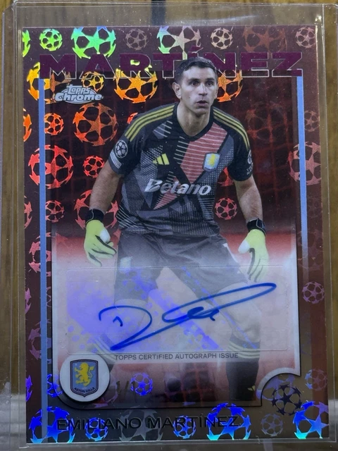 Emiliano Martinez Rose Gold #1/1 Auto Topps Chrome UCC Logofractor 2024-25