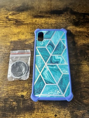 Dialn X65 Blue Marble Geometric Protective Phone Case w/ Grip New