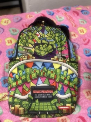 Sprayground Shark Money Graphic Print Mini Backpack Zip Padded Adjustable