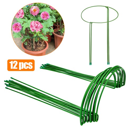 12PCS 16" Plant Stakes Half Round Peony Cages Support for Tomato Roses ...