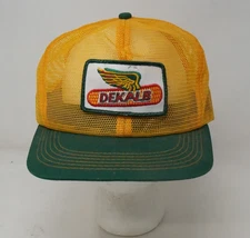 VINTAGE DeKalb Hat K Brand Full Mesh Snap Back Trucker Cap Logo Patch USA Made