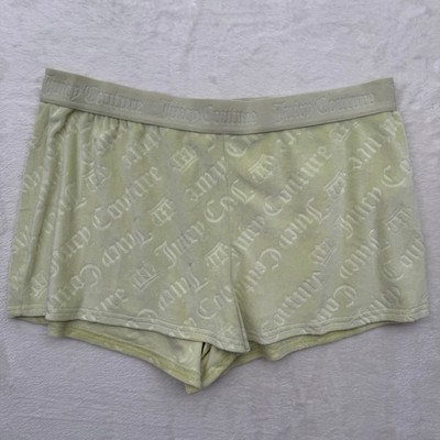 Juicy Couture Sleep Shorts Womens XL Lime Green Velour Embossed Logo Lounge Y2K