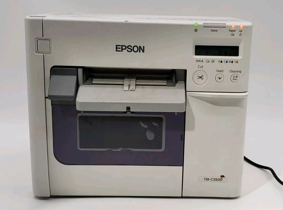 EPSON M311A TM-C3500 INKJET THERMAL COLOR LABEL PRINTER W/ AC ADAPTOR *READ* - Image 2 of 4