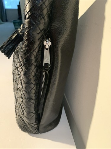 Borsa hobo Patricia Nash punto intrecciato Maissana in pelle nera con nappe - Foto 6 di 14