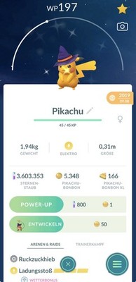 Pokémon Go Pikachu Shiny /schillernd ( Wizard Hat)