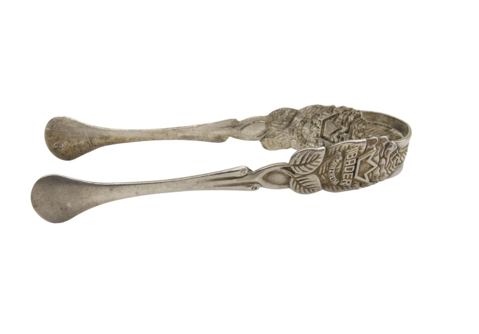 Vintage Silver Plated Floral Sugar Tongs Bader Pforzheimer German Mid Century