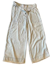 Cloth & Stone Anthropologie Pants M Chambray Belted Wide Leg Cropped Lt Weight