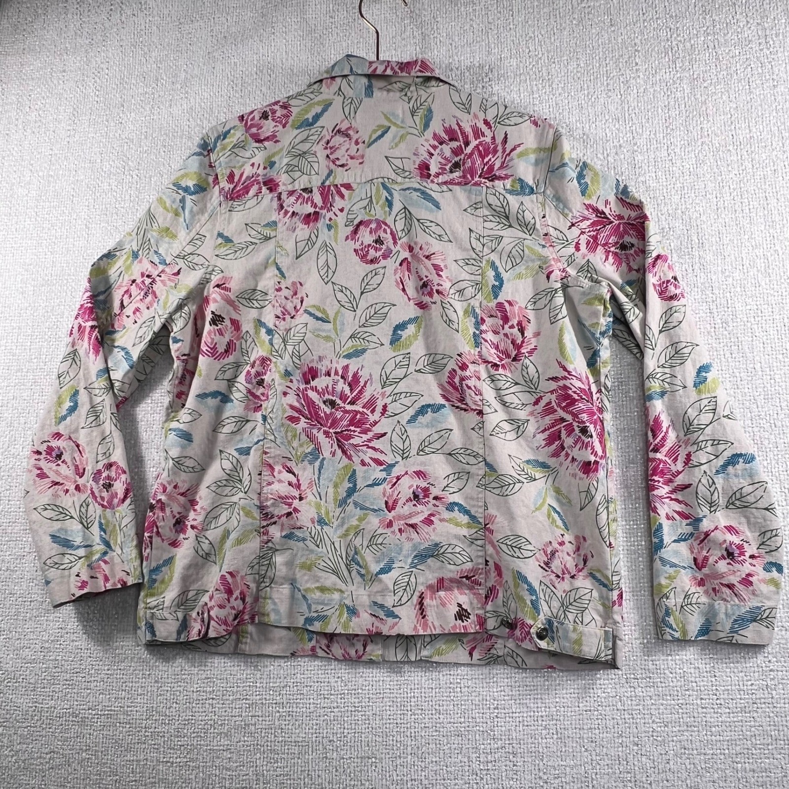 Boho Floral Beaded Button Front Jacket Shirt Ligh… - image 12