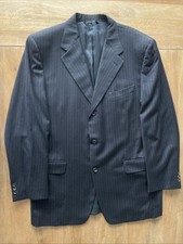 Canali Black Chalkstripe Blazer Mens 42R Wool/Cashmere Flannel Sport Coat Italy
