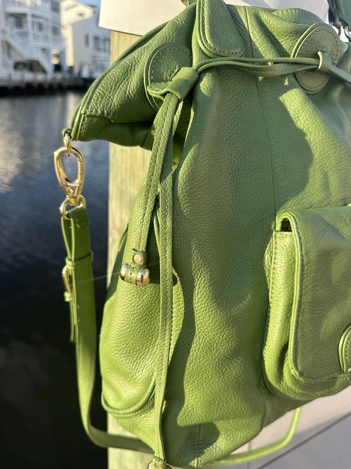 ISAAC MIZRAHI LIVE 2 Piezas Cuero Verde Hobo Bolso Bandolera Bolso para Dormir Foto 2 de 4