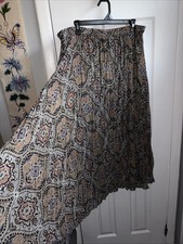 Vintage Orvis Floral Skirt Medium Elastic Waist Midi Tea Length 36  Crinkle