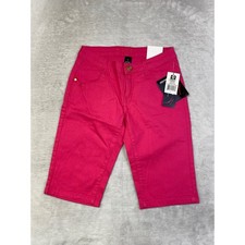Southpole Girls Capri Shorts Size 7 Bright Pink Denim Embroidered Pockets